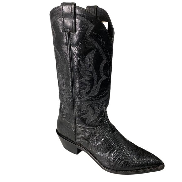 Justin Boots Other - Justin Boots Exotic Western Black Lizard Skin Cowboy Rodeo L4786 Sz 9.5B USA